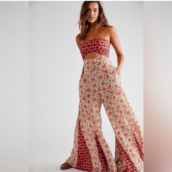 Free People Juliet Strapless Cut Out Jumpsuit Size M - Picture 2 of 8